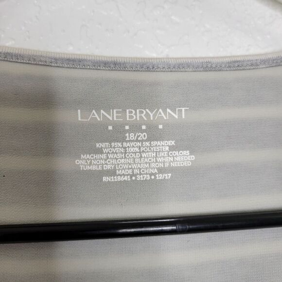 Lane Bryant Size 18/20 Gray & White Striped Open Chiffon-Trim Draped Cardigan - Picture 4 of 6